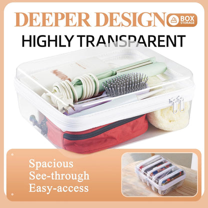 4 pcs Clear Zipper Pouches,Hard Shell Zipper Case, Toiletry Bag for Travel, CLear Diaper Bag, Toiletry Pouch, Travel Organizer, Cosmetic Bag,Toy Storage Bins (M+3S) (Light Pink)