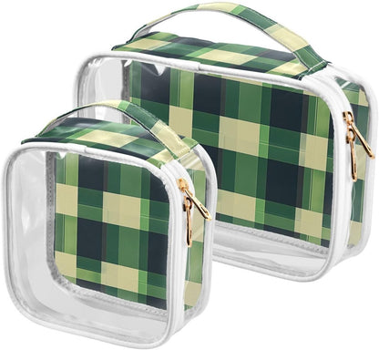 Clear Makeup Bag Approved Clear Travel Toiletry Bag with Zipper Waterproof Organizer Bags Transparent Cosmetic Pouch Traveling 2Pack Tile Color - Colors D