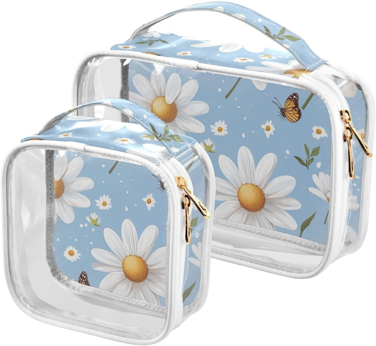 Clear Makeup Bag Approved Clear Travel Toiletry Bag with Zipper Waterproof Organizer Bags Transparent Cosmetic Pouch Traveling 2Pack Tile Color - Colors D