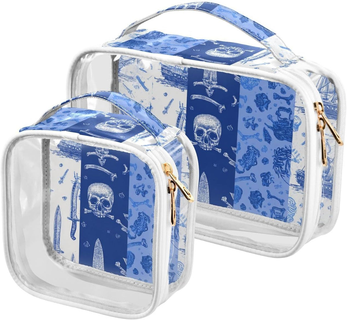 Clear Makeup Bag Approved Clear Travel Toiletry Bag with Zipper Waterproof Organizer Bags Transparent Cosmetic Pouch Traveling 2Pack Tile Color - Colors D