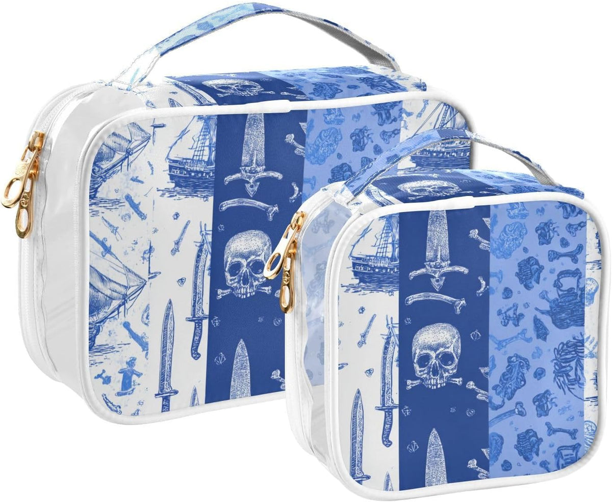 Clear Makeup Bag Approved Clear Travel Toiletry Bag with Zipper Waterproof Organizer Bags Transparent Cosmetic Pouch Traveling 2Pack Tile Color - Colors D