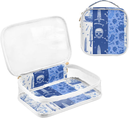 Clear Makeup Bag Approved Clear Travel Toiletry Bag with Zipper Waterproof Organizer Bags Transparent Cosmetic Pouch Traveling 2Pack Tile Color - Colors D