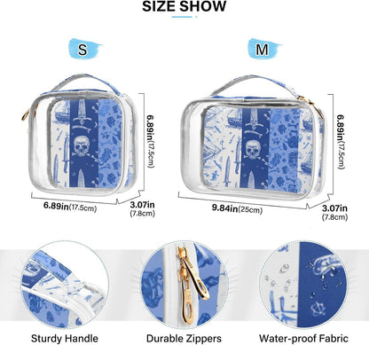 Clear Makeup Bag Approved Clear Travel Toiletry Bag with Zipper Waterproof Organizer Bags Transparent Cosmetic Pouch Traveling 2Pack Tile Color - Colors D