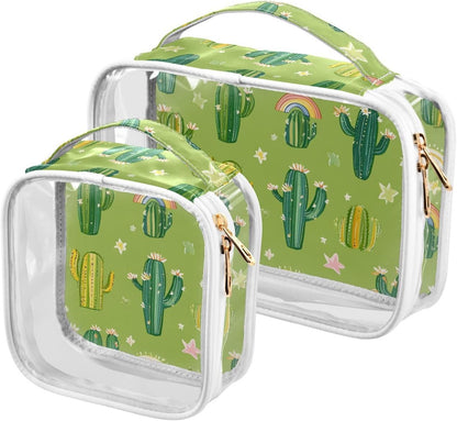 Clear Makeup Bag Approved Clear Travel Toiletry Bag with Zipper Waterproof Organizer Bags Transparent Cosmetic Pouch Traveling 2Pack Tile Color - Colors D