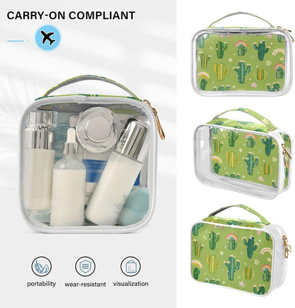 Clear Makeup Bag Approved Clear Travel Toiletry Bag with Zipper Waterproof Organizer Bags Transparent Cosmetic Pouch Traveling 2Pack Tile Color - Colors D