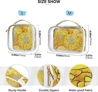 Clear Makeup Bag Approved Clear Travel Toiletry Bag with Zipper Waterproof Organizer Bags Transparent Cosmetic Pouch Traveling 2Pack Tile Color - Colors D