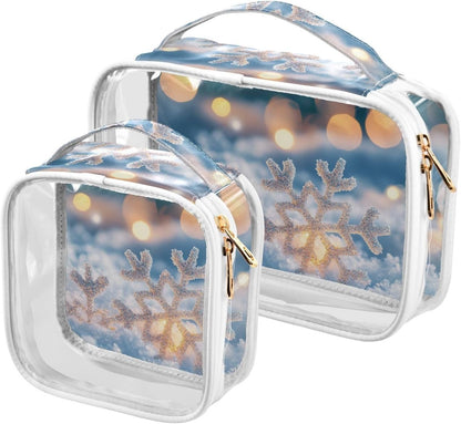 Clear Makeup Bag Approved Clear Travel Toiletry Bag with Zipper Waterproof Organizer Bags Transparent Cosmetic Pouch Traveling 2Pack Tile Color - Colors D