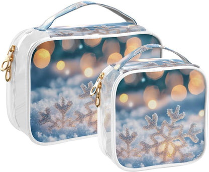 Clear Makeup Bag Approved Clear Travel Toiletry Bag with Zipper Waterproof Organizer Bags Transparent Cosmetic Pouch Traveling 2Pack Tile Color - Colors D