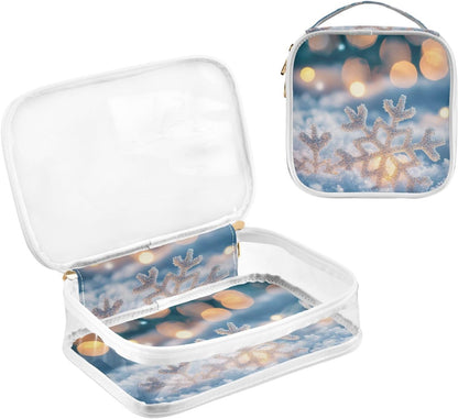 Clear Makeup Bag Approved Clear Travel Toiletry Bag with Zipper Waterproof Organizer Bags Transparent Cosmetic Pouch Traveling 2Pack Tile Color - Colors D