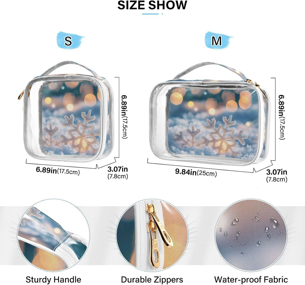 Clear Makeup Bag Approved Clear Travel Toiletry Bag with Zipper Waterproof Organizer Bags Transparent Cosmetic Pouch Traveling 2Pack Tile Color - Colors D