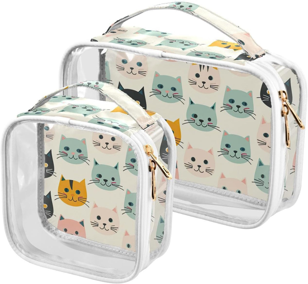 Clear Makeup Bag Approved Clear Travel Toiletry Bag with Zipper Waterproof Organizer Bags Transparent Cosmetic Pouch Traveling 2Pack Tile Color - Colors D