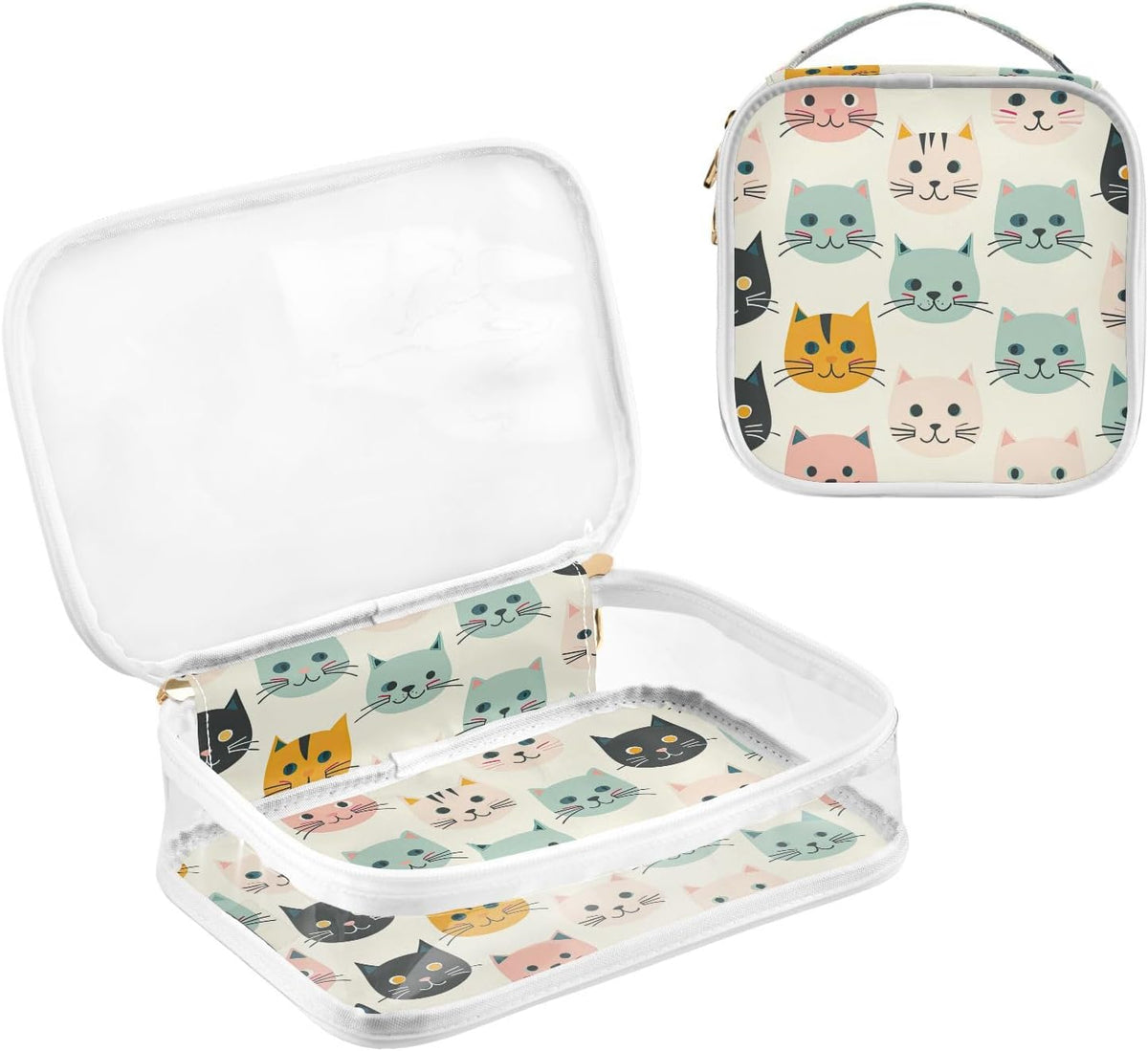 Clear Makeup Bag Approved Clear Travel Toiletry Bag with Zipper Waterproof Organizer Bags Transparent Cosmetic Pouch Traveling 2Pack Tile Color - Colors D