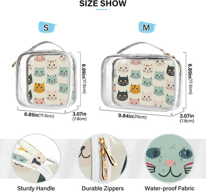 Clear Makeup Bag Approved Clear Travel Toiletry Bag with Zipper Waterproof Organizer Bags Transparent Cosmetic Pouch Traveling 2Pack Tile Color - Colors D