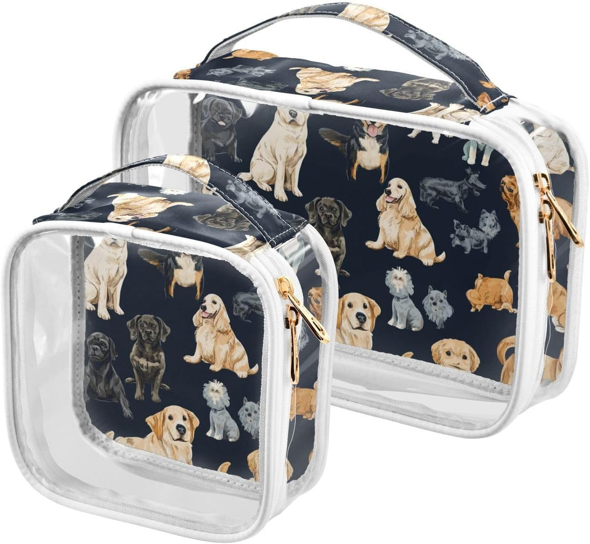 Clear Makeup Bag Approved Clear Travel Toiletry Bag with Zipper Waterproof Organizer Bags Transparent Cosmetic Pouch Traveling 2Pack Tile Color - Colors D