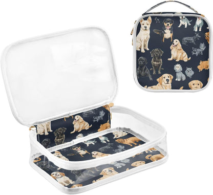 Clear Makeup Bag Approved Clear Travel Toiletry Bag with Zipper Waterproof Organizer Bags Transparent Cosmetic Pouch Traveling 2Pack Tile Color - Colors D
