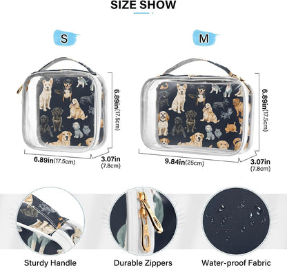 Clear Makeup Bag Approved Clear Travel Toiletry Bag with Zipper Waterproof Organizer Bags Transparent Cosmetic Pouch Traveling 2Pack Tile Color - Colors D