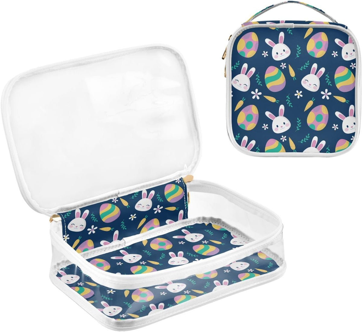 Clear Makeup Bag Approved Clear Travel Toiletry Bag with Zipper Waterproof Organizer Bags Transparent Cosmetic Pouch Traveling 2Pack Tile Color - Colors D