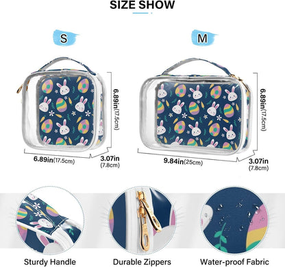 Clear Makeup Bag Approved Clear Travel Toiletry Bag with Zipper Waterproof Organizer Bags Transparent Cosmetic Pouch Traveling 2Pack Tile Color - Colors D