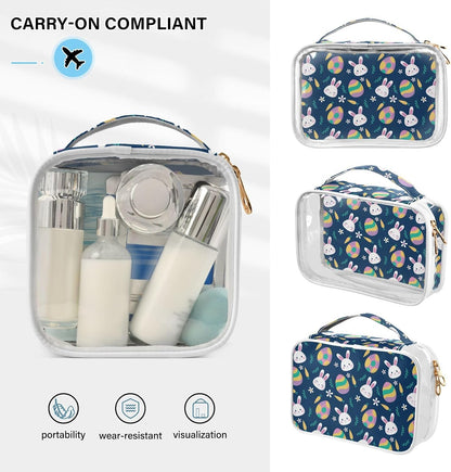 Clear Makeup Bag Approved Clear Travel Toiletry Bag with Zipper Waterproof Organizer Bags Transparent Cosmetic Pouch Traveling 2Pack Tile Color - Colors D