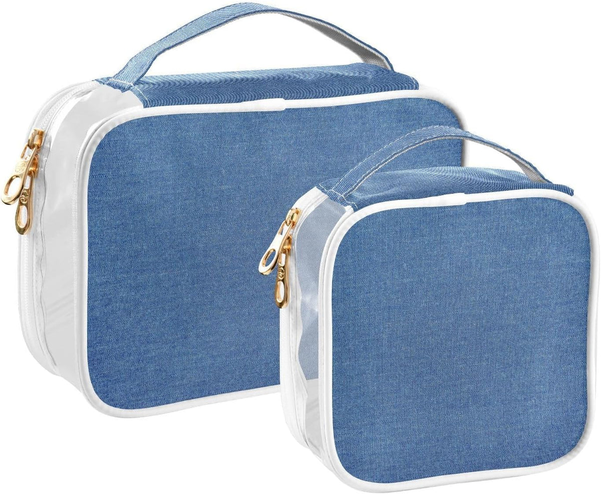 Clear Makeup Bag Approved Clear Travel Toiletry Bag with Zipper Waterproof Organizer Bags Transparent Cosmetic Pouch Traveling 2Pack Tile Color - Colors D
