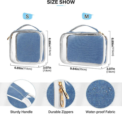 Clear Makeup Bag Approved Clear Travel Toiletry Bag with Zipper Waterproof Organizer Bags Transparent Cosmetic Pouch Traveling 2Pack Tile Color - Colors D