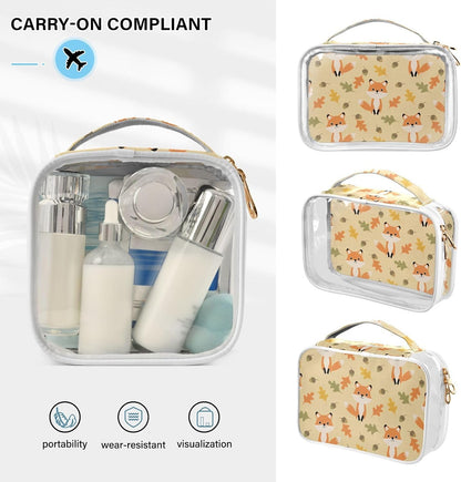 Clear Makeup Bag Approved Clear Travel Toiletry Bag with Zipper Waterproof Organizer Bags Transparent Cosmetic Pouch Traveling 2Pack Tile Color - Colors D