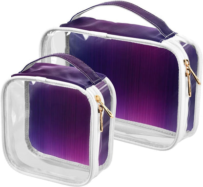 Clear Makeup Bag Approved Clear Travel Toiletry Bag with Zipper Waterproof Organizer Bags Transparent Cosmetic Pouch Traveling 2Pack Tile Color - Colors D