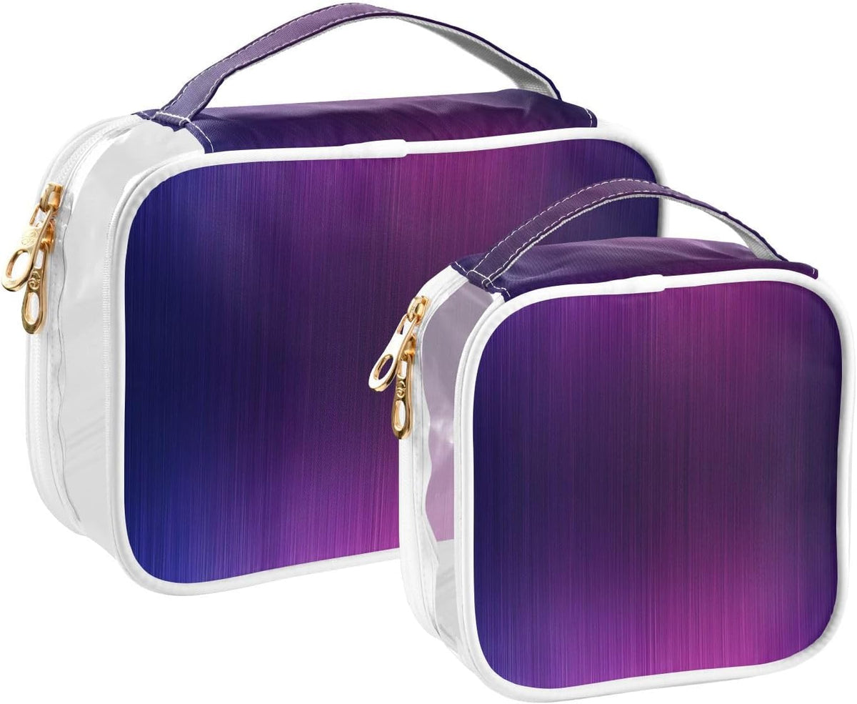Clear Makeup Bag Approved Clear Travel Toiletry Bag with Zipper Waterproof Organizer Bags Transparent Cosmetic Pouch Traveling 2Pack Tile Color - Colors D