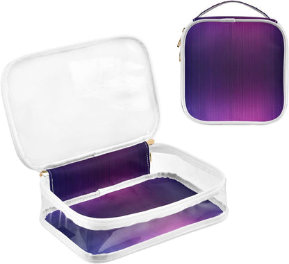 Clear Makeup Bag Approved Clear Travel Toiletry Bag with Zipper Waterproof Organizer Bags Transparent Cosmetic Pouch Traveling 2Pack Tile Color - Colors D