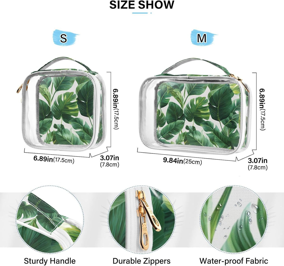 Clear Makeup Bag Approved Clear Travel Toiletry Bag with Zipper Waterproof Organizer Bags Transparent Cosmetic Pouch Traveling 2Pack Tile Color - Colors D