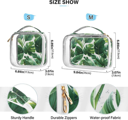 Clear Makeup Bag Approved Clear Travel Toiletry Bag with Zipper Waterproof Organizer Bags Transparent Cosmetic Pouch Traveling 2Pack Tile Color - Colors D
