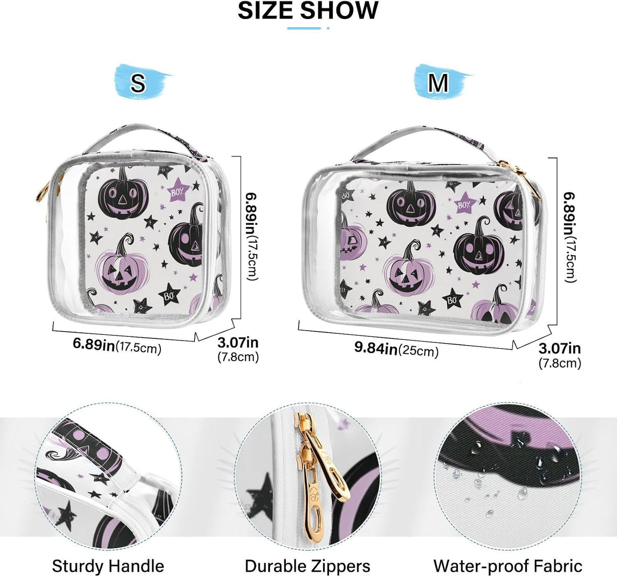 Clear Makeup Bag Approved Clear Travel Toiletry Bag with Zipper Waterproof Organizer Bags Transparent Cosmetic Pouch Traveling 2Pack Tile Color - Colors D