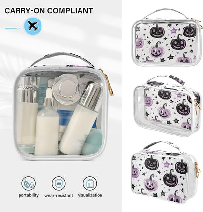 Clear Makeup Bag Approved Clear Travel Toiletry Bag with Zipper Waterproof Organizer Bags Transparent Cosmetic Pouch Traveling 2Pack Tile Color - Colors D
