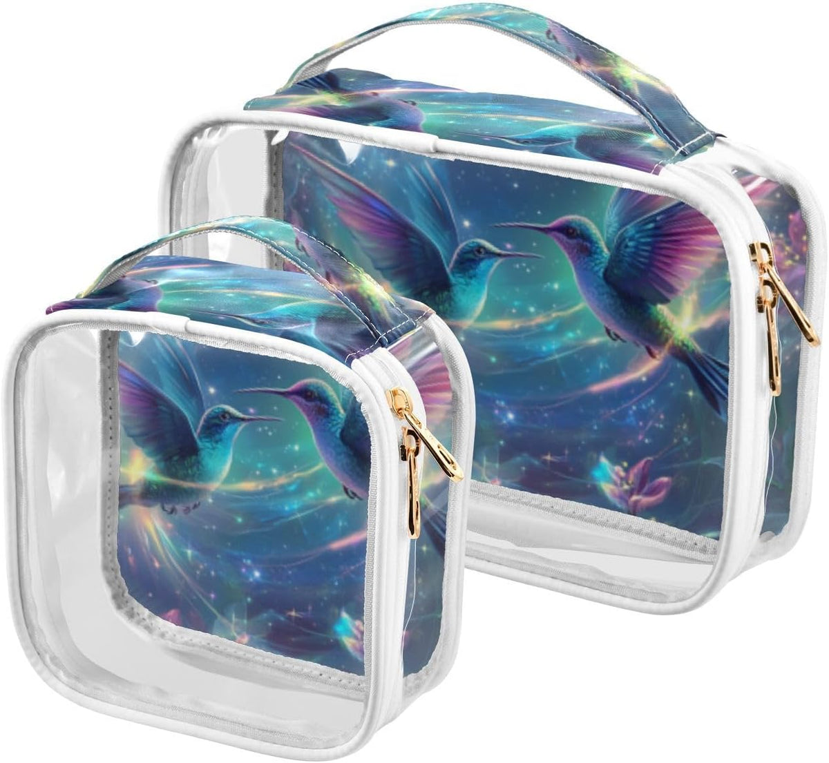 Clear Makeup Bag Approved Clear Travel Toiletry Bag with Zipper Waterproof Organizer Bags Transparent Cosmetic Pouch Traveling 2Pack Tile Color - Colors D