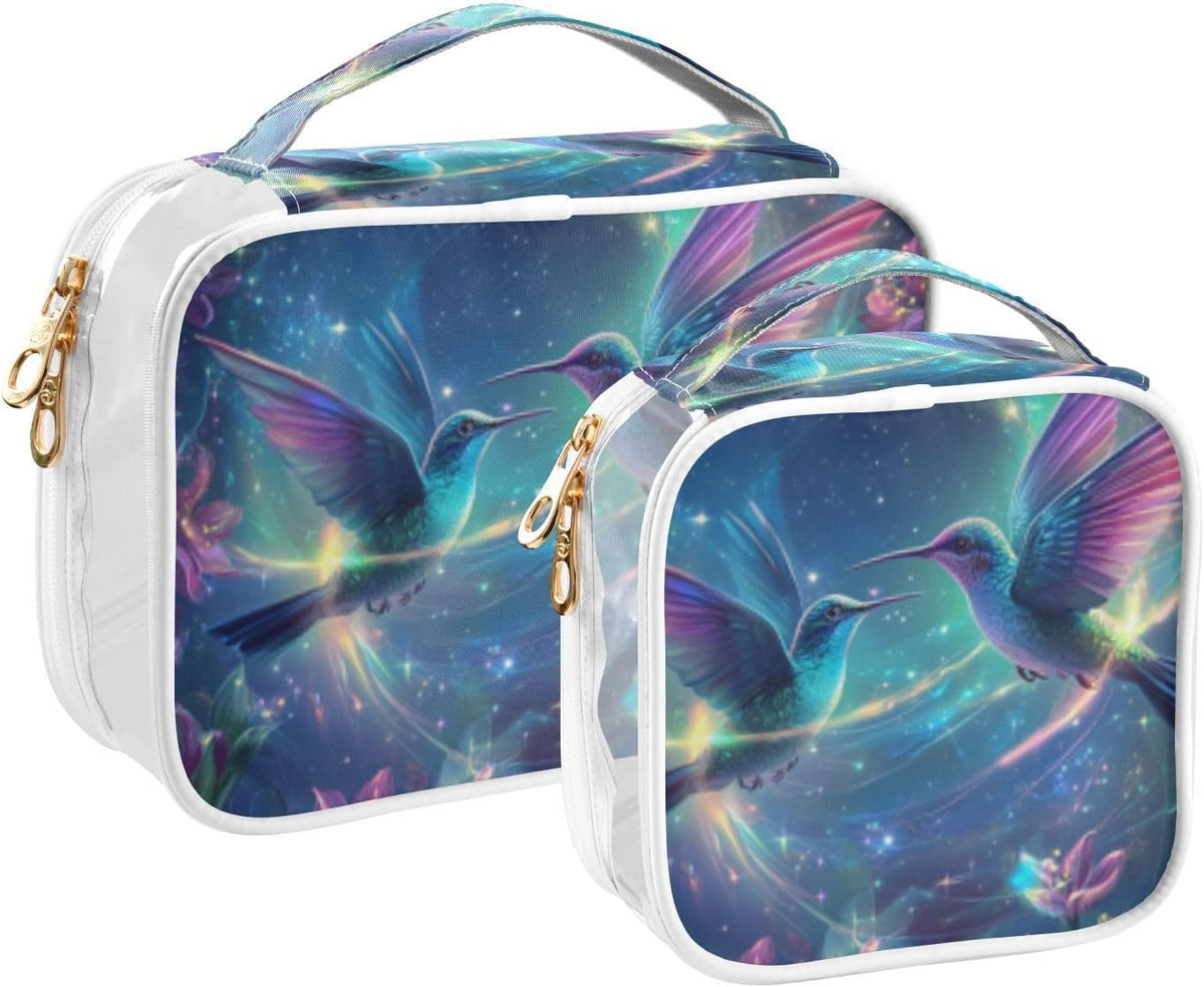 Clear Makeup Bag Approved Clear Travel Toiletry Bag with Zipper Waterproof Organizer Bags Transparent Cosmetic Pouch Traveling 2Pack Tile Color - Colors D