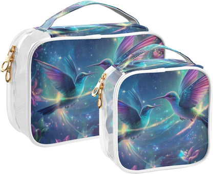 Clear Makeup Bag Approved Clear Travel Toiletry Bag with Zipper Waterproof Organizer Bags Transparent Cosmetic Pouch Traveling 2Pack Tile Color - Colors D
