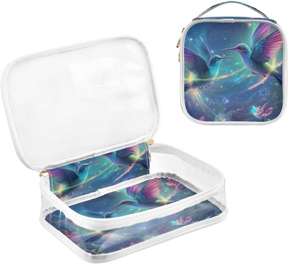 Clear Makeup Bag Approved Clear Travel Toiletry Bag with Zipper Waterproof Organizer Bags Transparent Cosmetic Pouch Traveling 2Pack Tile Color - Colors D