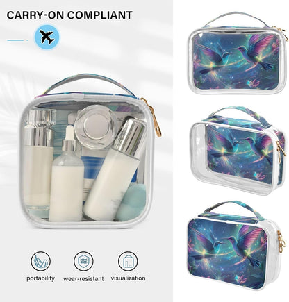 Clear Makeup Bag Approved Clear Travel Toiletry Bag with Zipper Waterproof Organizer Bags Transparent Cosmetic Pouch Traveling 2Pack Tile Color - Colors D