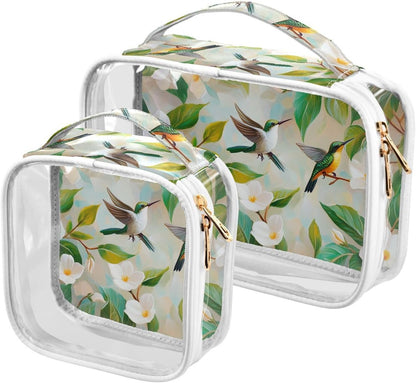 Clear Makeup Bag Approved Clear Travel Toiletry Bag with Zipper Waterproof Organizer Bags Transparent Cosmetic Pouch Traveling 2Pack Tile Color - Colors D