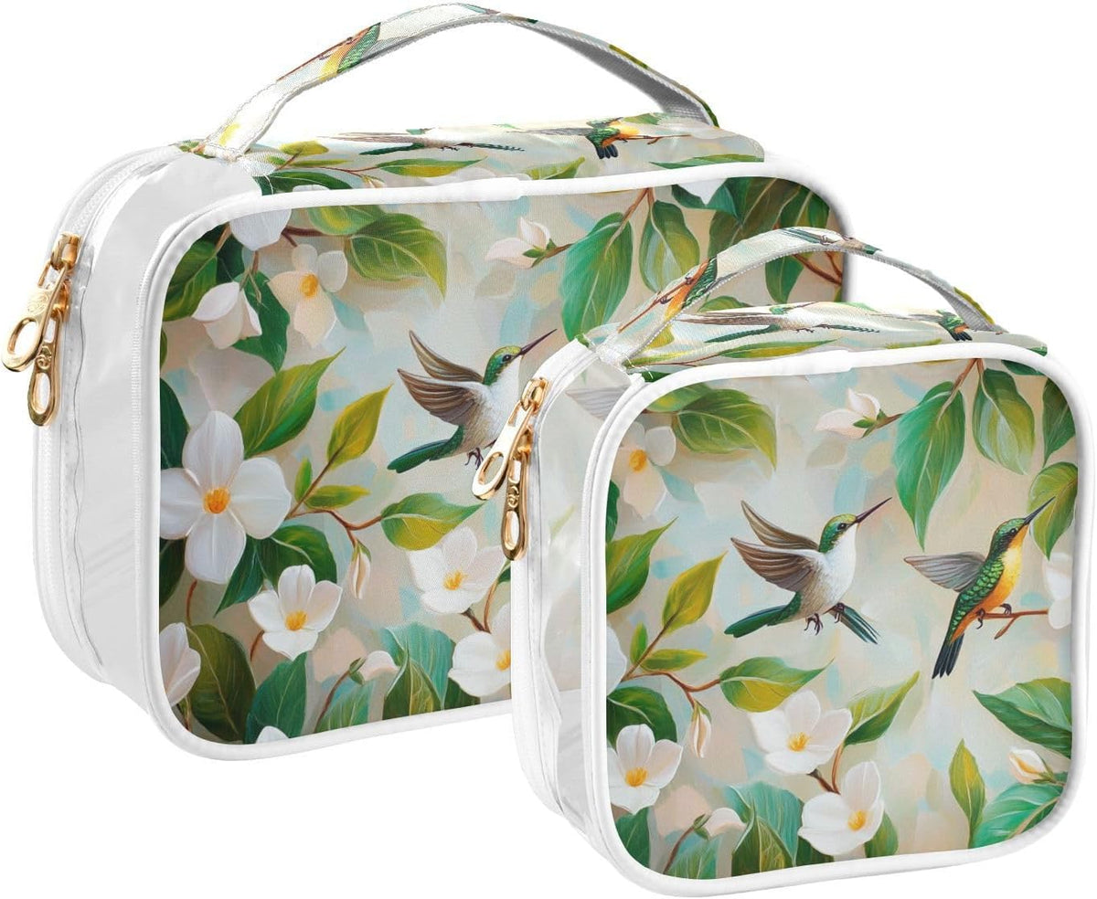 Clear Makeup Bag Approved Clear Travel Toiletry Bag with Zipper Waterproof Organizer Bags Transparent Cosmetic Pouch Traveling 2Pack Tile Color - Colors D