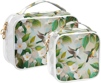Clear Makeup Bag Approved Clear Travel Toiletry Bag with Zipper Waterproof Organizer Bags Transparent Cosmetic Pouch Traveling 2Pack Tile Color - Colors D