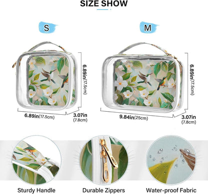 Clear Makeup Bag Approved Clear Travel Toiletry Bag with Zipper Waterproof Organizer Bags Transparent Cosmetic Pouch Traveling 2Pack Tile Color - Colors D