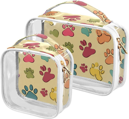 Clear Makeup Bag Approved Clear Travel Toiletry Bag with Zipper Waterproof Organizer Bags Transparent Cosmetic Pouch Traveling 2Pack Tile Color - Colors D