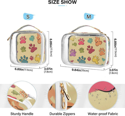 Clear Makeup Bag Approved Clear Travel Toiletry Bag with Zipper Waterproof Organizer Bags Transparent Cosmetic Pouch Traveling 2Pack Tile Color - Colors D