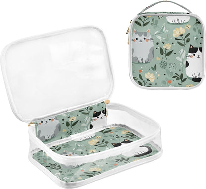 Clear Makeup Bag Approved Clear Travel Toiletry Bag with Zipper Waterproof Organizer Bags Transparent Cosmetic Pouch Traveling 2Pack Tile Color - Colors D
