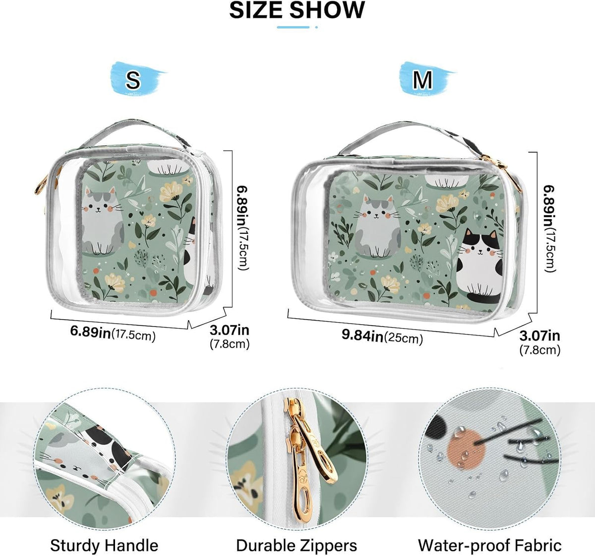 Clear Makeup Bag Approved Clear Travel Toiletry Bag with Zipper Waterproof Organizer Bags Transparent Cosmetic Pouch Traveling 2Pack Tile Color - Colors D