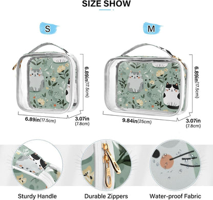 Clear Makeup Bag Approved Clear Travel Toiletry Bag with Zipper Waterproof Organizer Bags Transparent Cosmetic Pouch Traveling 2Pack Tile Color - Colors D