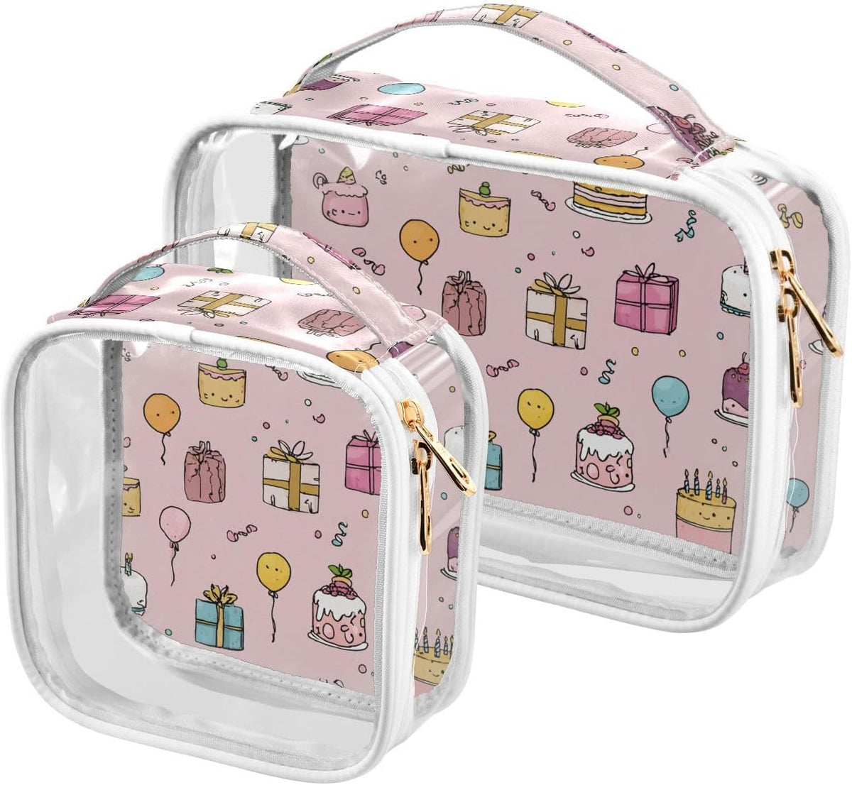 Clear Makeup Bag Approved Clear Travel Toiletry Bag with Zipper Waterproof Organizer Bags Transparent Cosmetic Pouch Traveling 2Pack Tile Color - Colors D