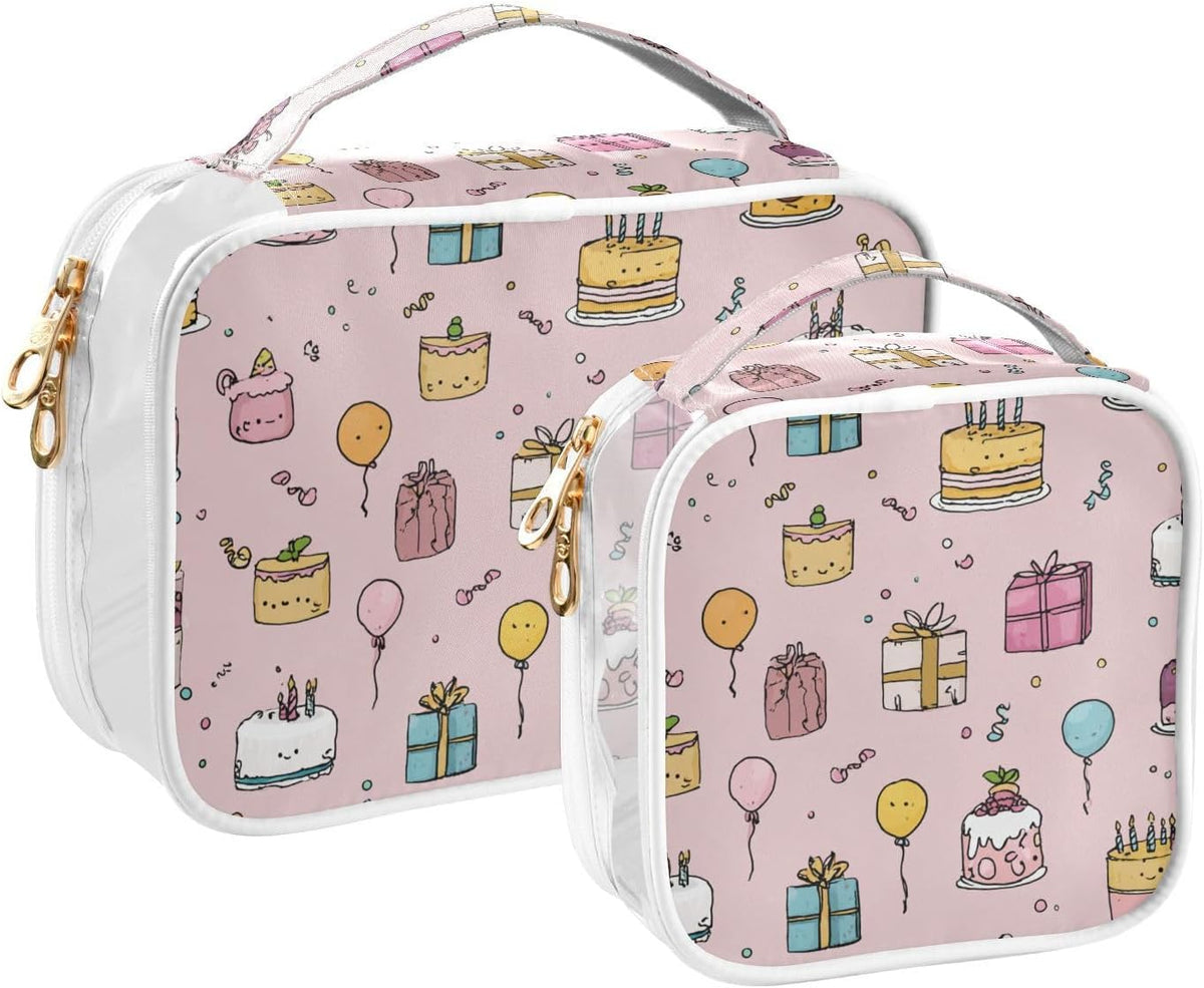Clear Makeup Bag Approved Clear Travel Toiletry Bag with Zipper Waterproof Organizer Bags Transparent Cosmetic Pouch Traveling 2Pack Tile Color - Colors D