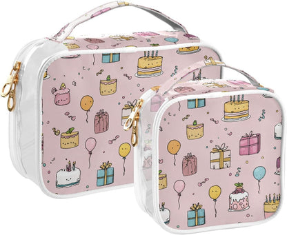 Clear Makeup Bag Approved Clear Travel Toiletry Bag with Zipper Waterproof Organizer Bags Transparent Cosmetic Pouch Traveling 2Pack Tile Color - Colors D